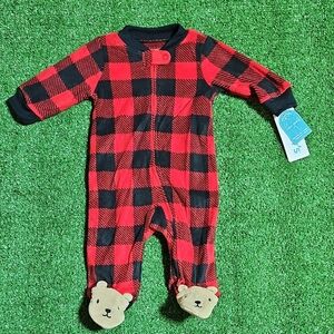 Carter's Red and Black Checkered Footie